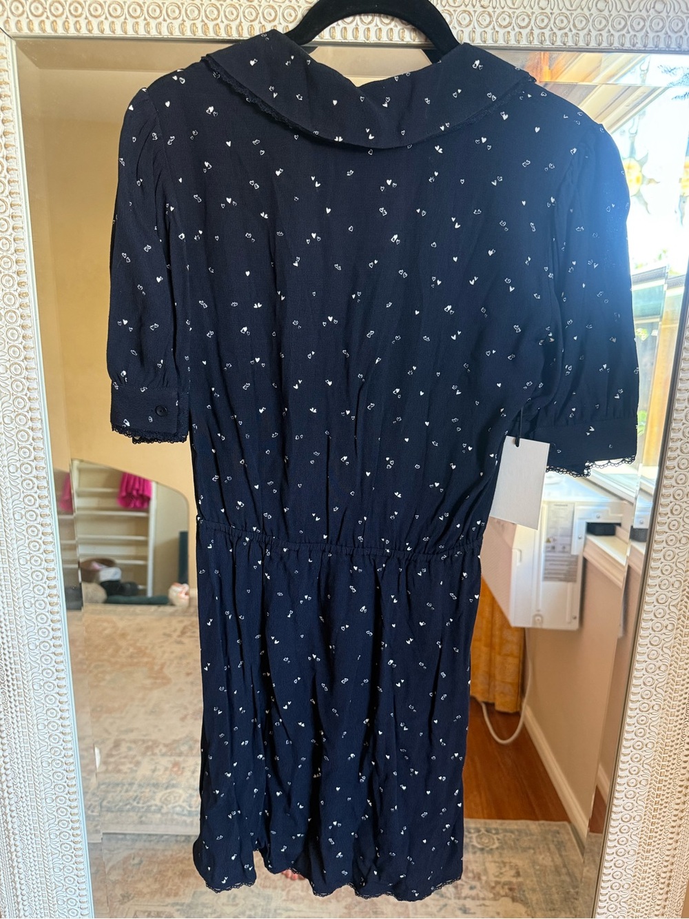 NWT Aritzia Sunday Best Navy Floral V-Neck Short Sleeve Dress - Picture 3 of 6